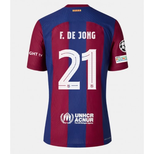 Pánský Fotbalový dres Barcelona Frenkie de Jong #21 2023-24 Domácí Krátký Rukáv